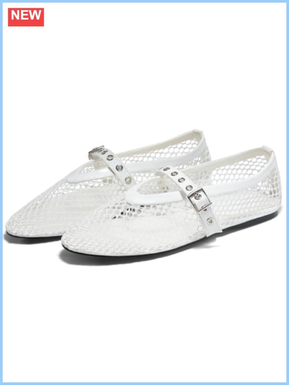 Mesh Ballet Flats Mary Jane Buckle Strap Round Toe Slip Resistant Comfortable